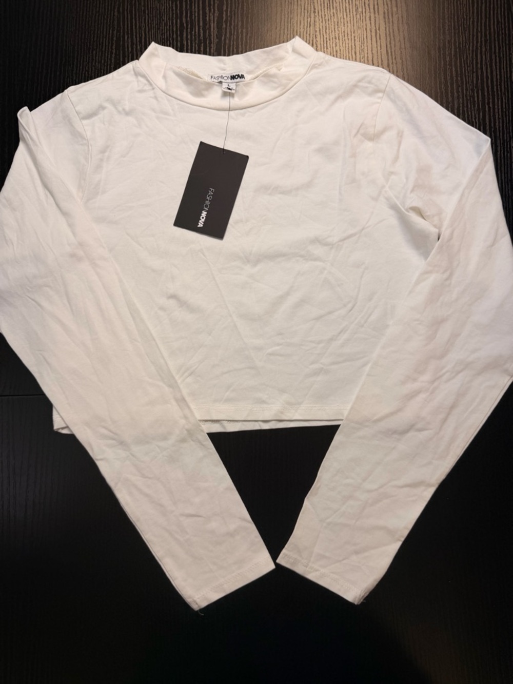 Fashion Nova White Mock Neck Long Sleeve Crop Top
